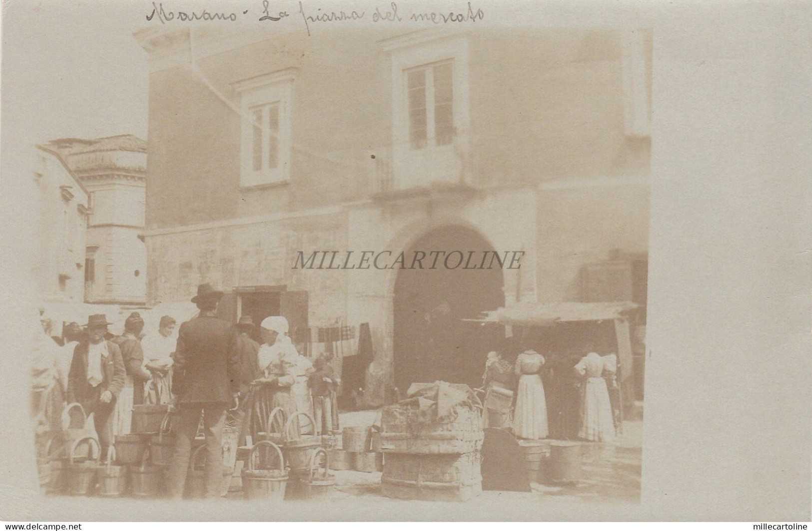 MARANO DI NAPOLI - La piazza del Mercato 1900 Fotocartolina privata