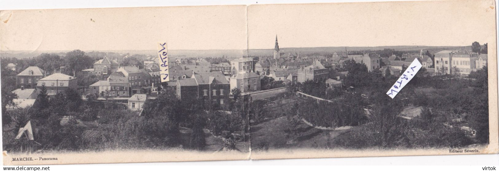 MARCHE :  panorama  (  carte double   ecrit 1905 )