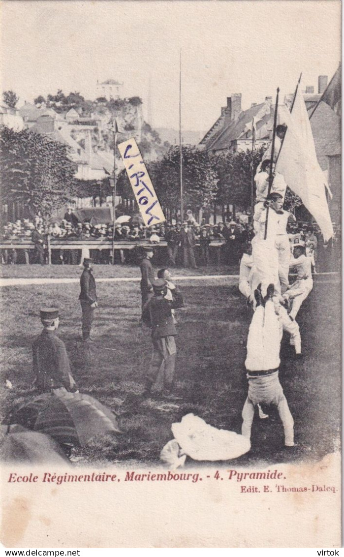 Mariembourg Couvin Ecole Régimentaire   4 .  Pyramide    (  1914 avec timbre )
