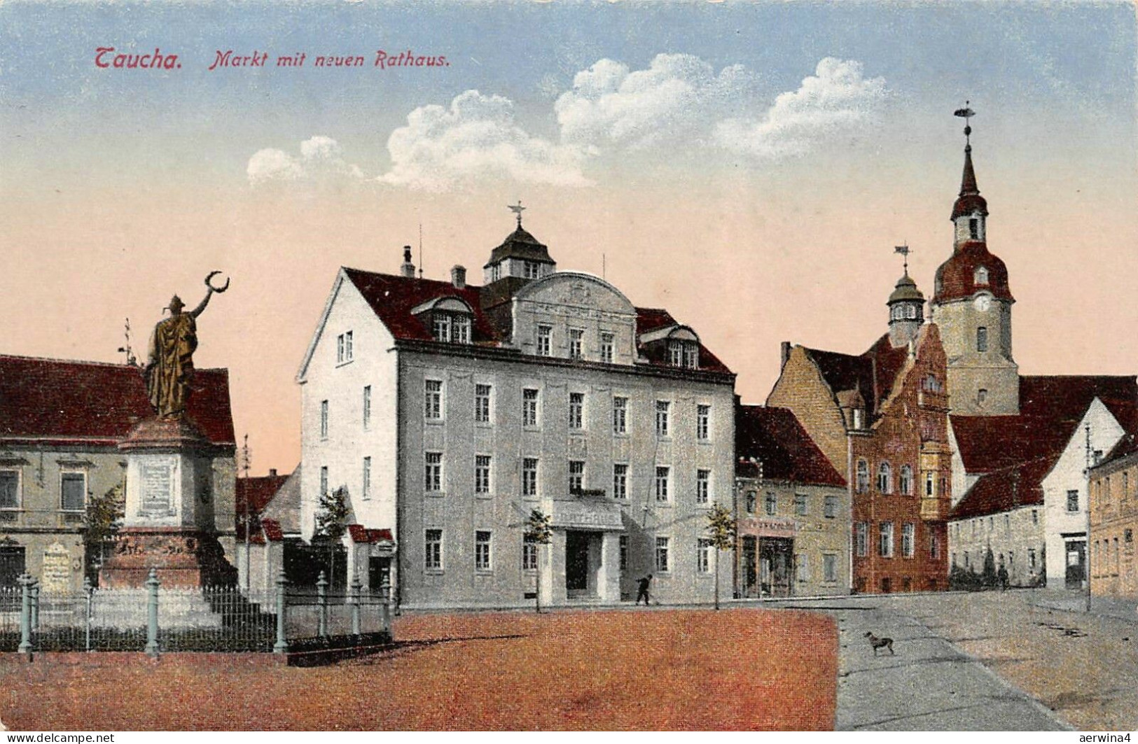 Markt mit neuen Rathaus Taucha bei Leipzig Sachsen Postkarte