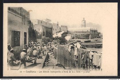 CPA Casablanca, Les bléssés transportés à bord de la Nive