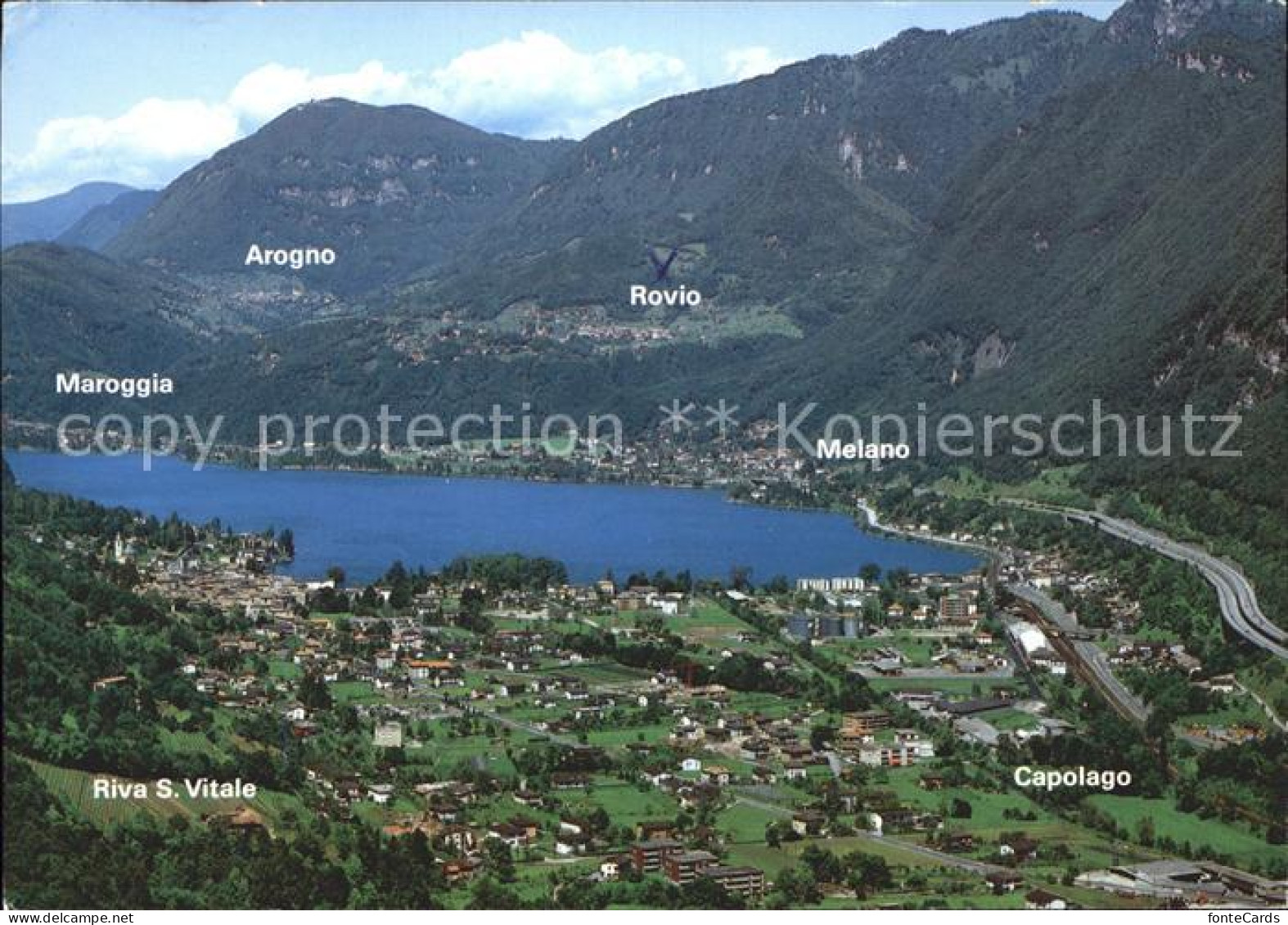 Maroggia in fondo Melano in alto Rovio Anagao Riva San Vitale