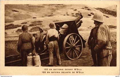 CPA AK MAROC 155 en batterie devant M'Sila (1318935)