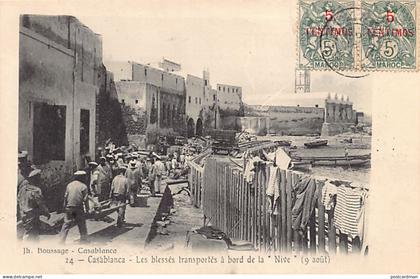 Maroc - CASABLANCA - Les blessés transportés à bord du transport La Nive le 9 août 1907 - Ed. Grébert