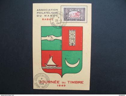 Carte  Maroc du 29/05/1949  Journée du timbre - Association philatélique du Maroc