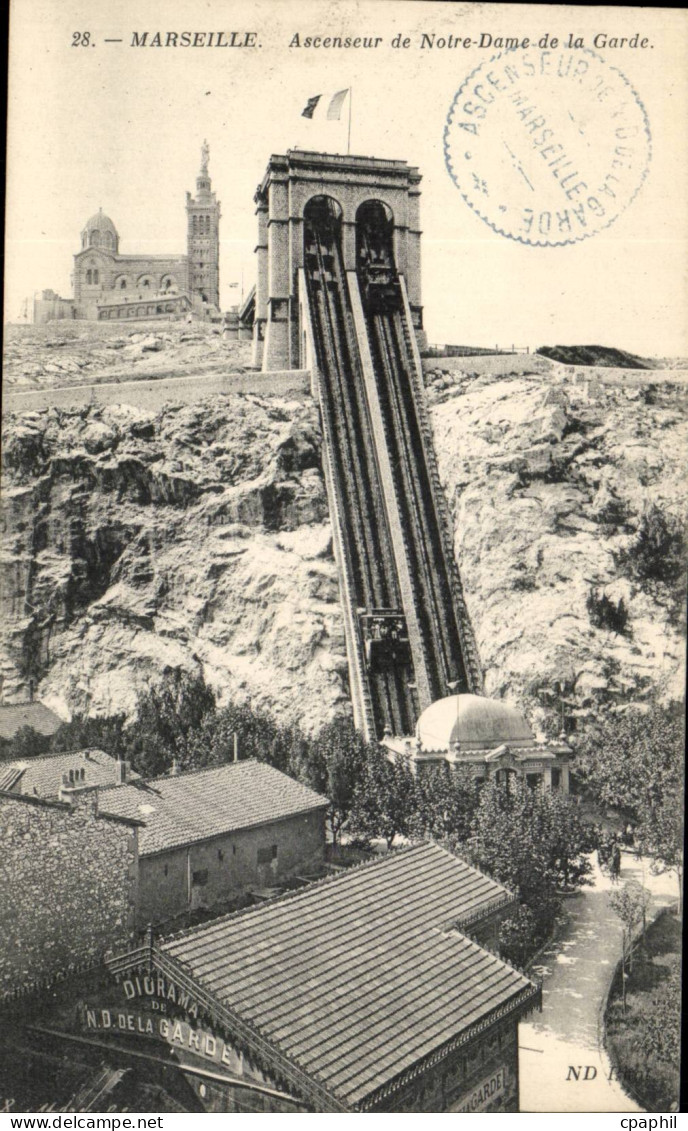 Marseille CPA Ascenseur de Notre Dame de la Garde