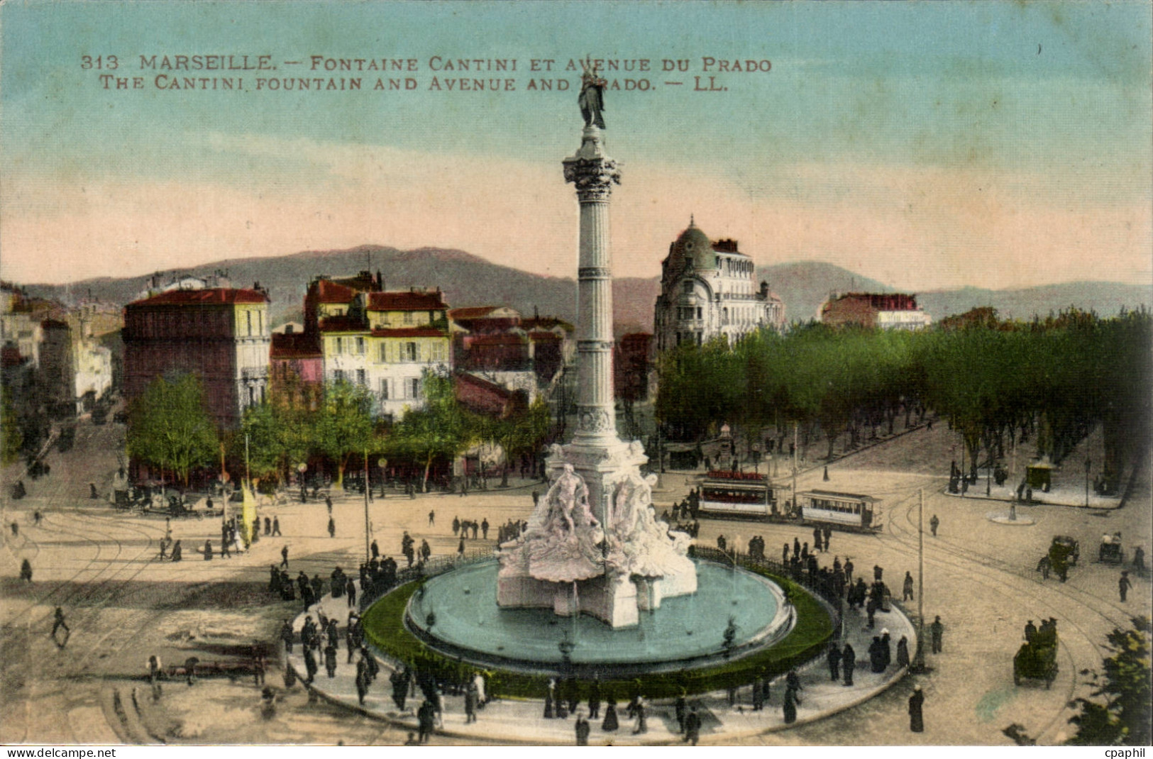 Marseille CPA Fontaine Cantini et avenue du Prado