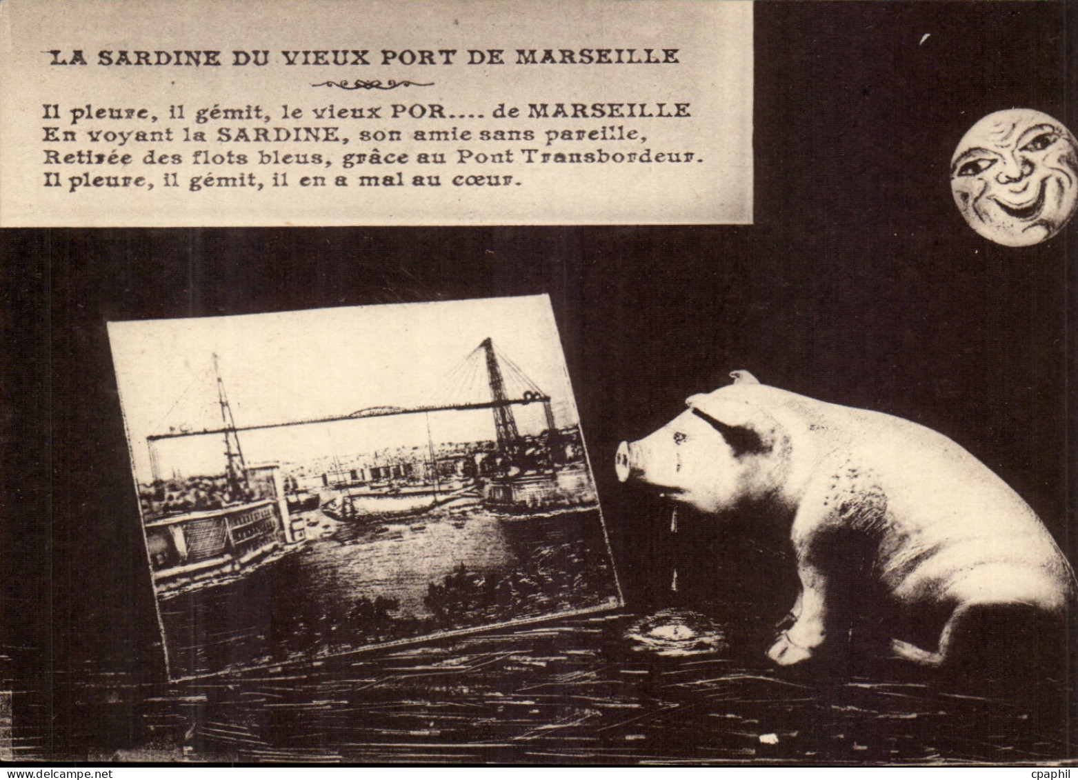 Marseille CPA La sardine du vieux port de Marseille (cochon pig)