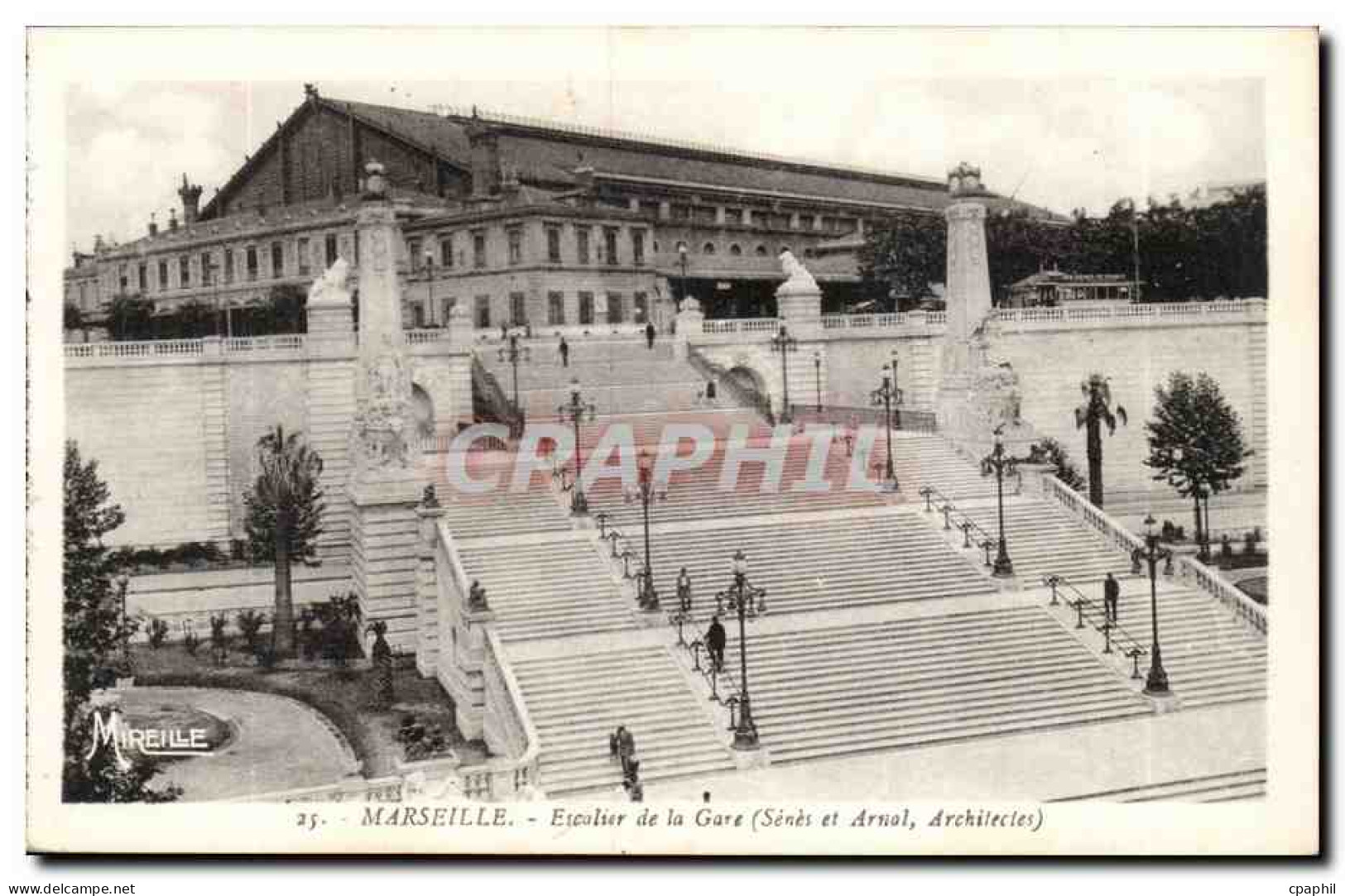 Marseille - Escalier de la Gare - CPA