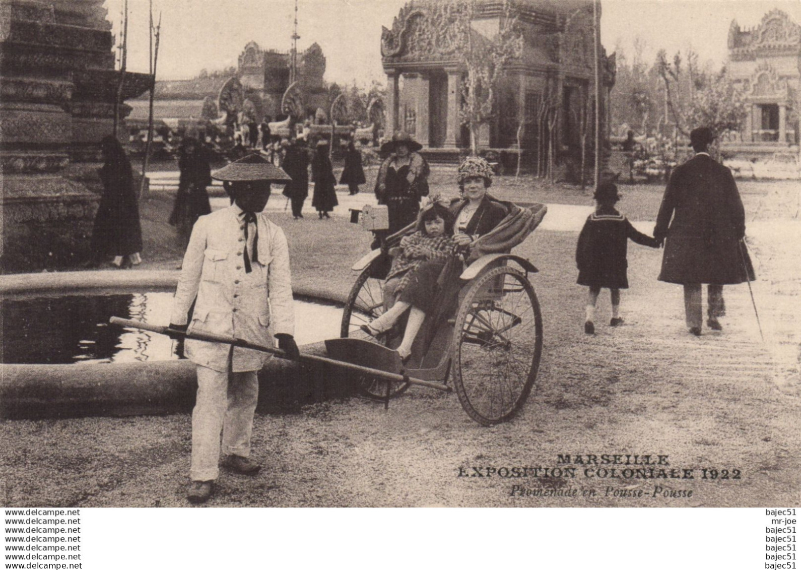 Marseille - Expositions Coloniales 1922 - Promenade pousse pousse