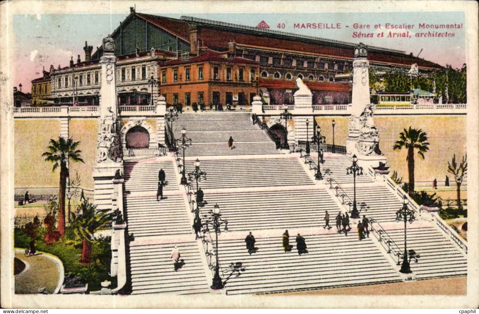 Marseille - Gare et Escalier Monumental CPA