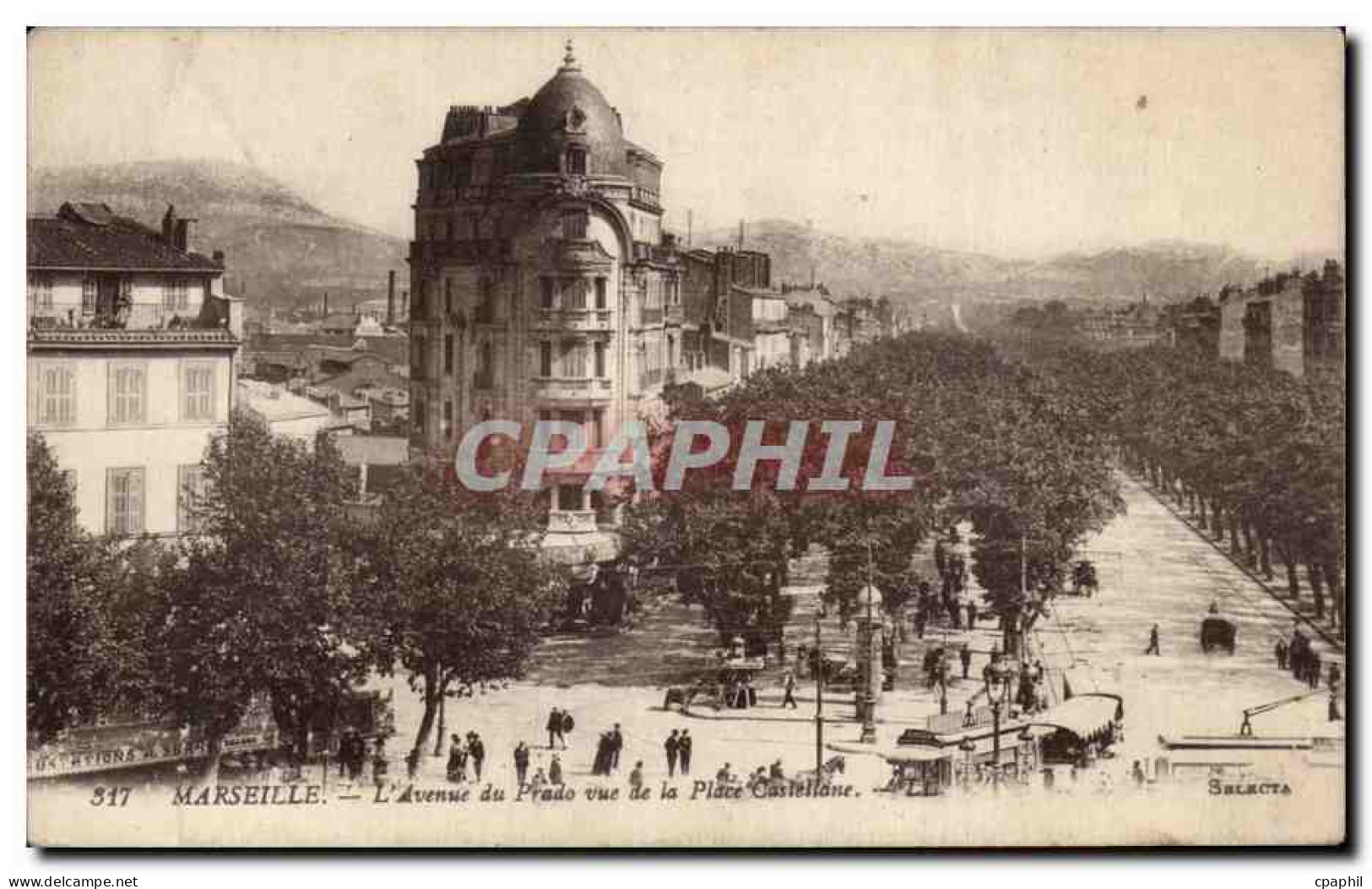 Marseille - L'Avenue du Prado vue de la Place Castellane - CPA