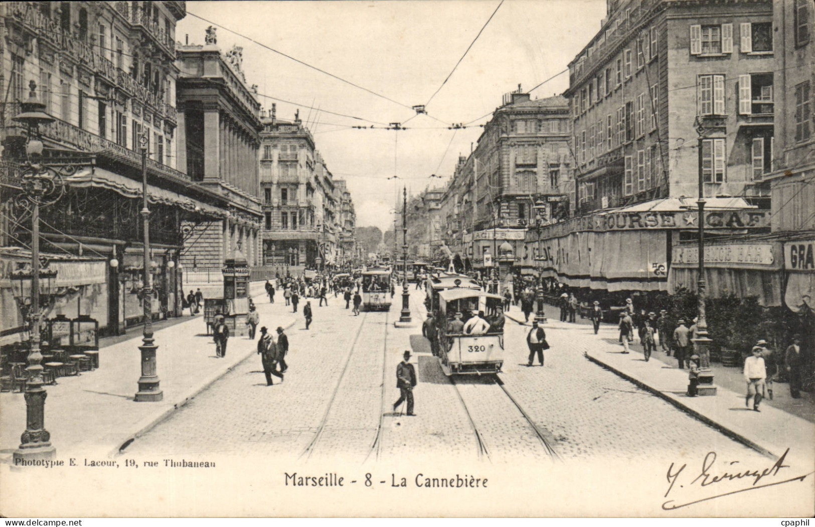 Marseille - La Cannebiere - Bourse Cafe - tramway - CPA