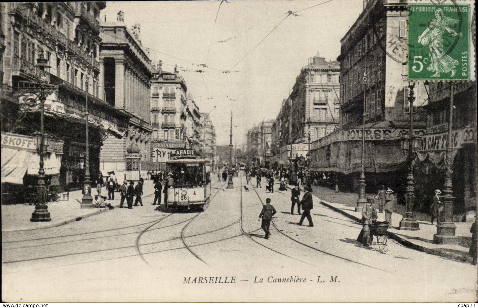 Marseille - La Cannebiere - Bourse Cafe - tramway - CPA