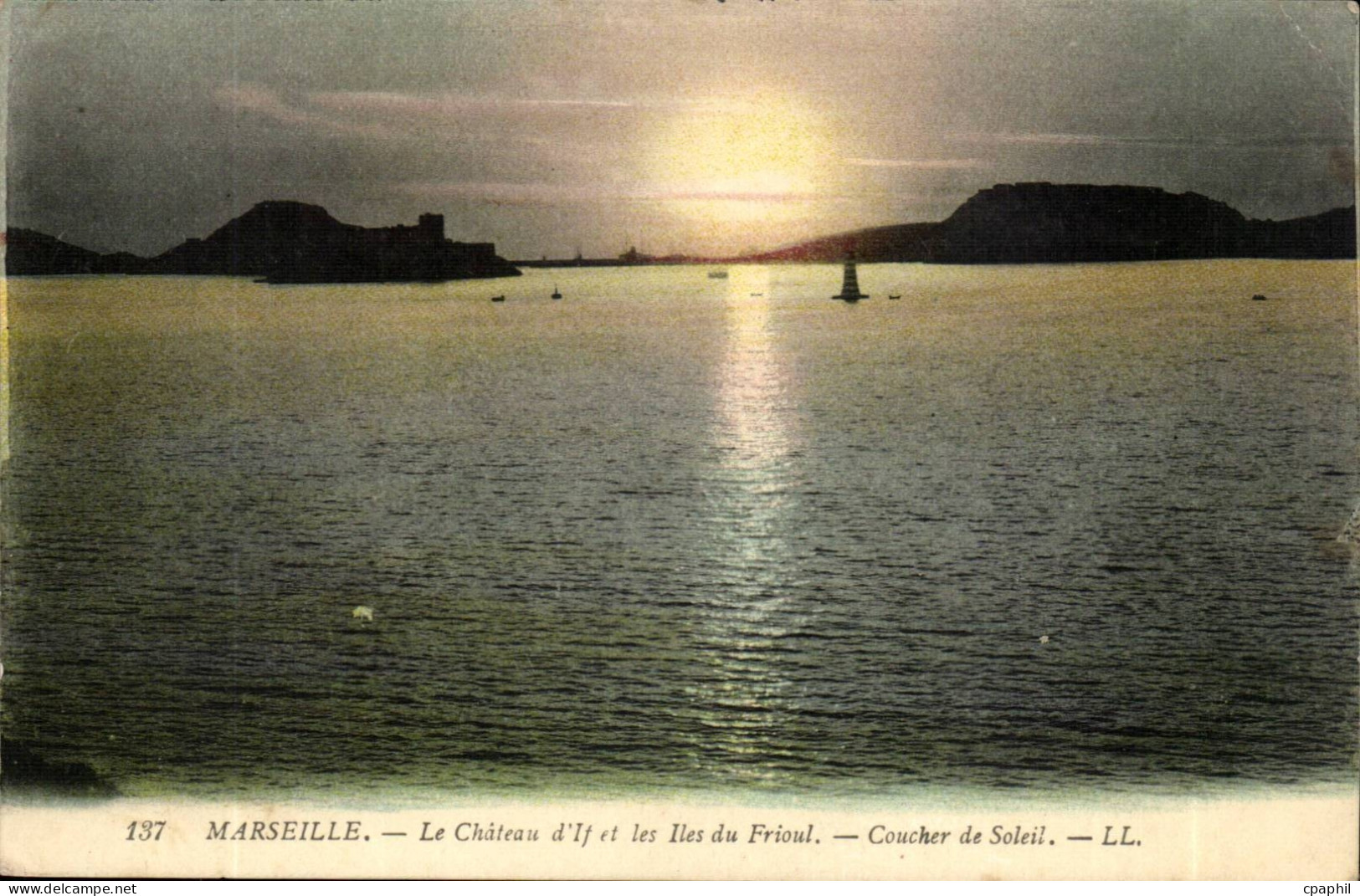 Marseille - Le Chateau d'If et les iles du Frioul - Coucher du Soleil - CPA