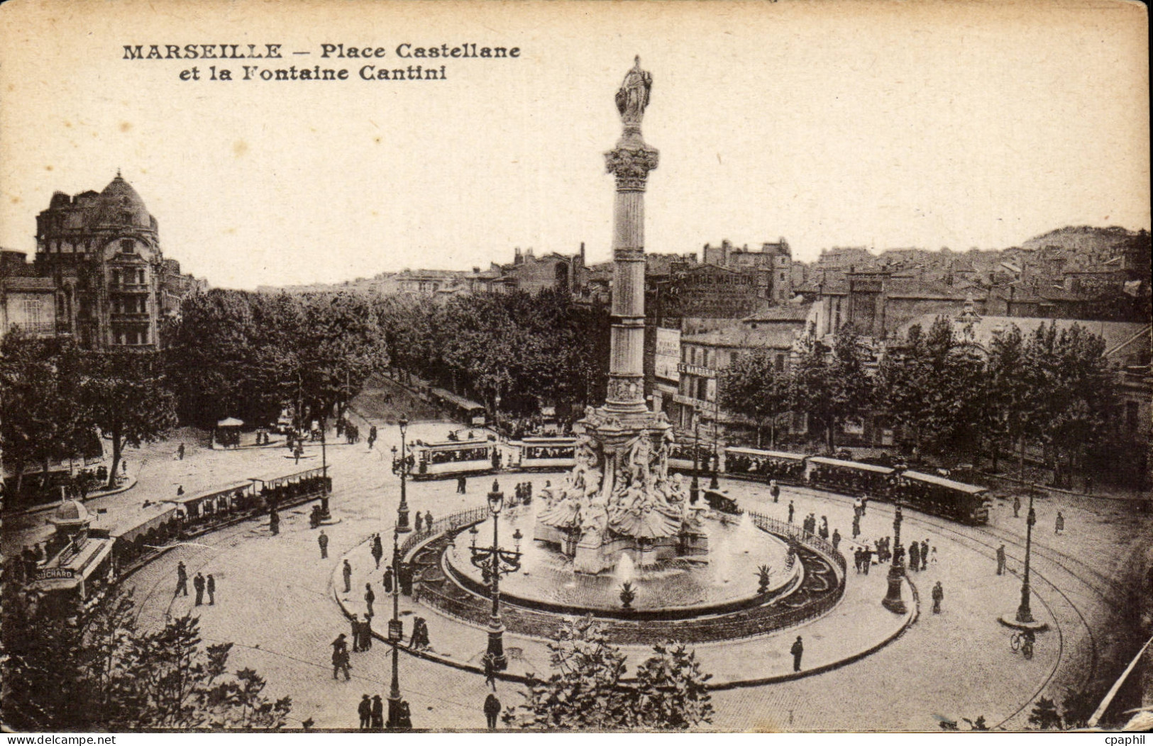 Marseille - Place Castellane et la Fontaine Cantini - CPA -