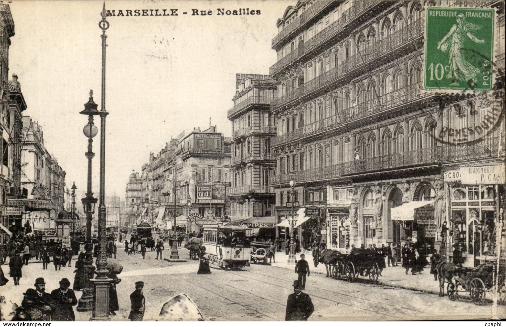 Marseille - Rue Noailles - cheval - tramway - CPA