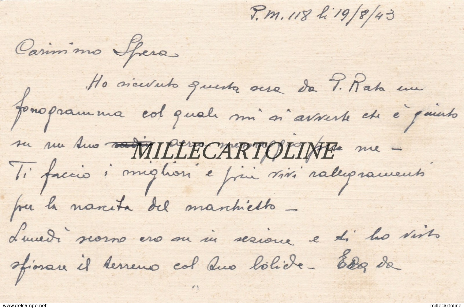 MATERA: Il giovane Spera di matera è di stanza in Croazia ...P.M. 118 / 1943