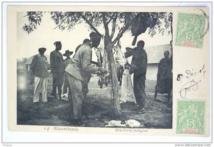 MAURITANIE - BOUCHERIE INDIGENE - TRES BEAU PLAN Bel affranchissement
