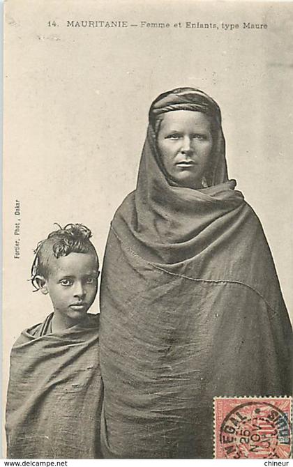 MAURITANIE FEMME ET ENFANTS TYPE MAURE