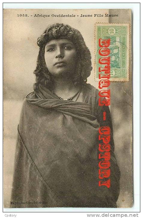 MAURITANIE - Jeune Fille Maure - Collection Fortier n° 1058- Dos Scané