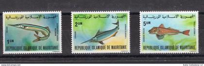 Mauritania - 1981 - Fauna marina, Yvert n° 481-481A-482. Certificato: Italia Colleziona srl. Cat. € 252 - MNH