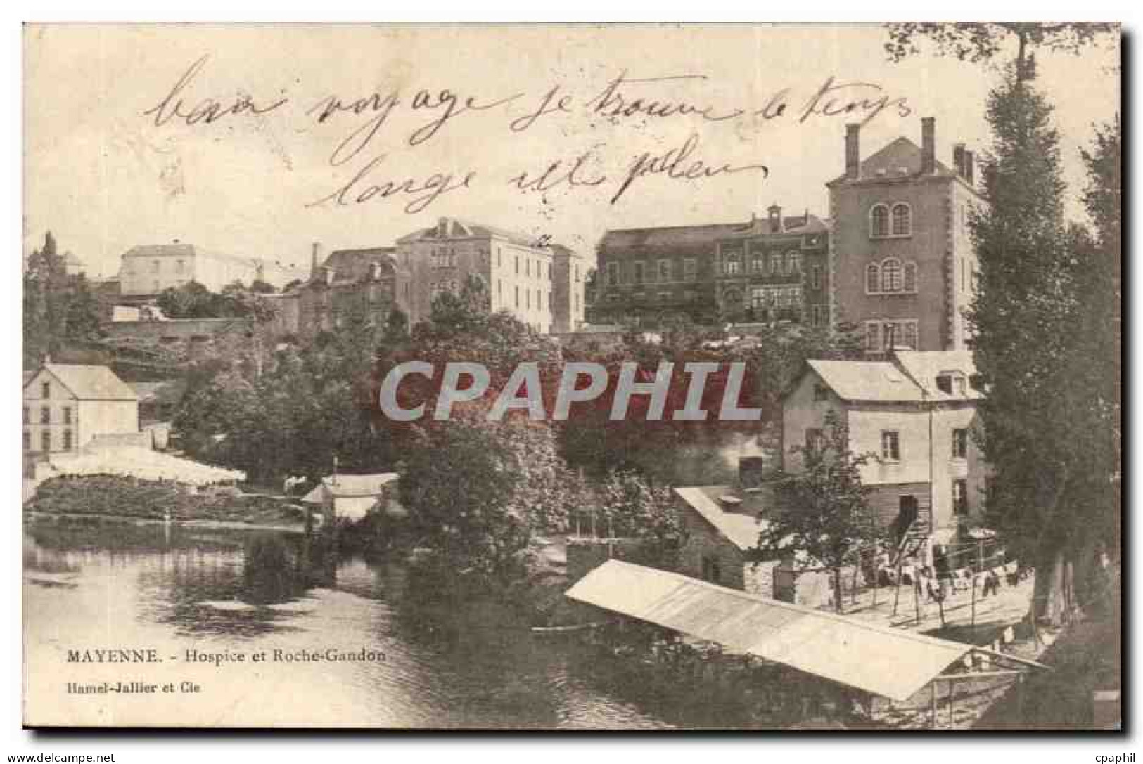 Mayenne CPA L'hopital Vue sur la Mayenne (lavoir)