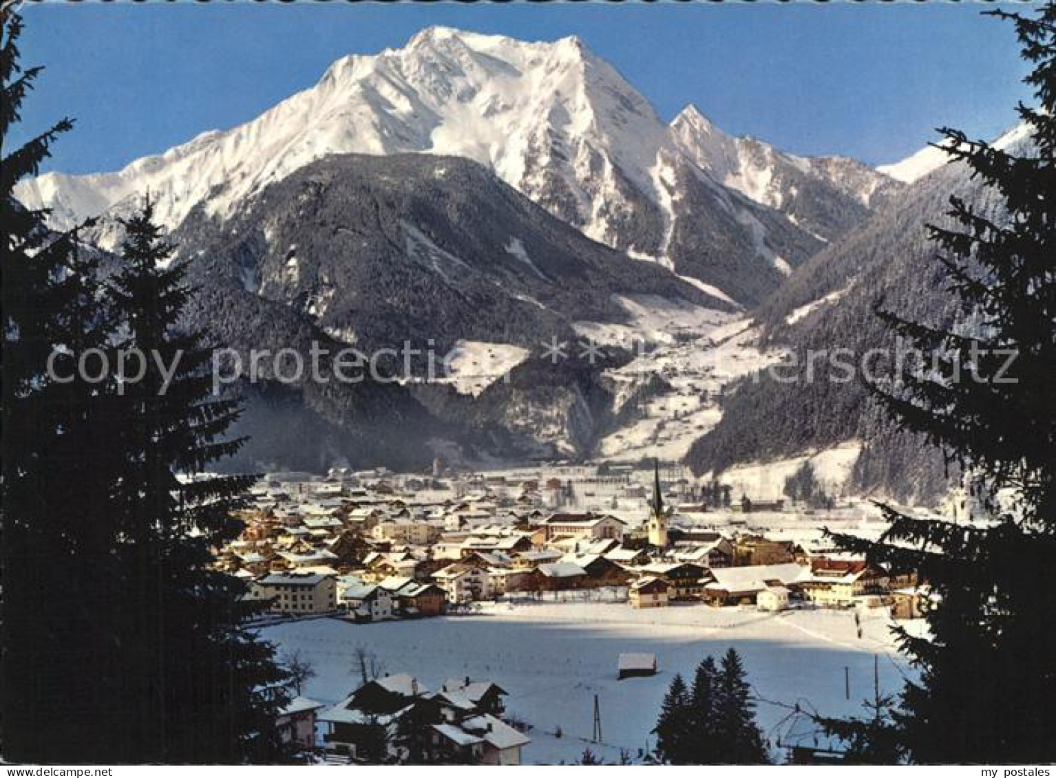 Mayrhofen Zillertal Blick gegen Gruenberg