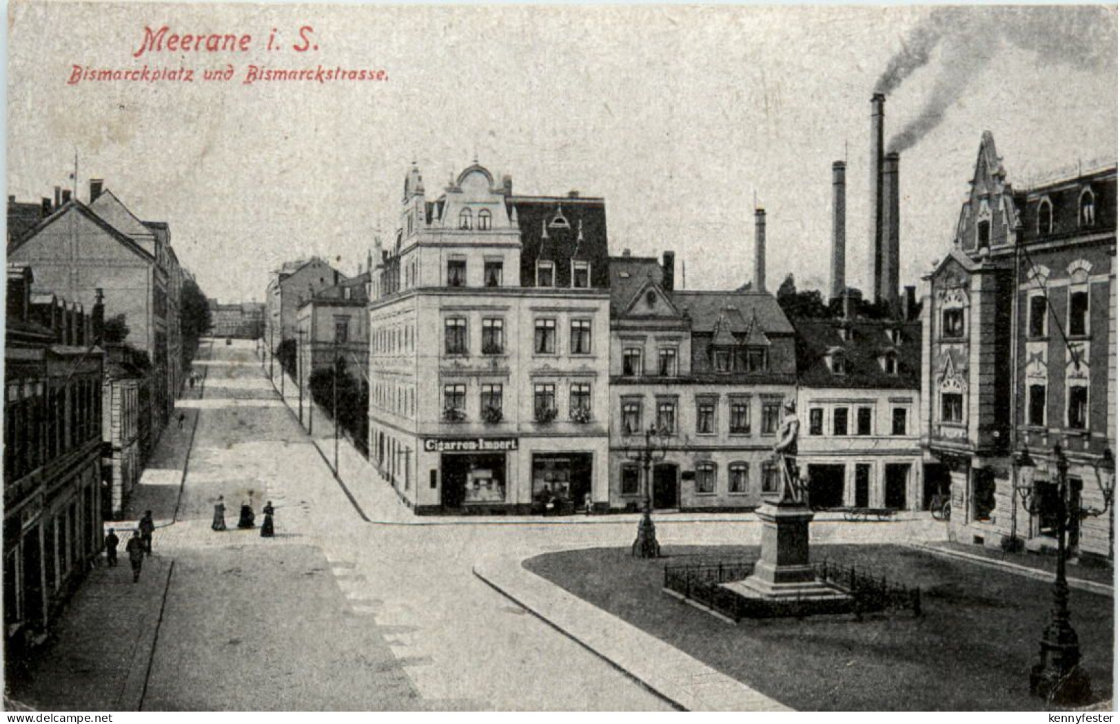 Meerane - Bismarckplatz und Bismarckstrasse