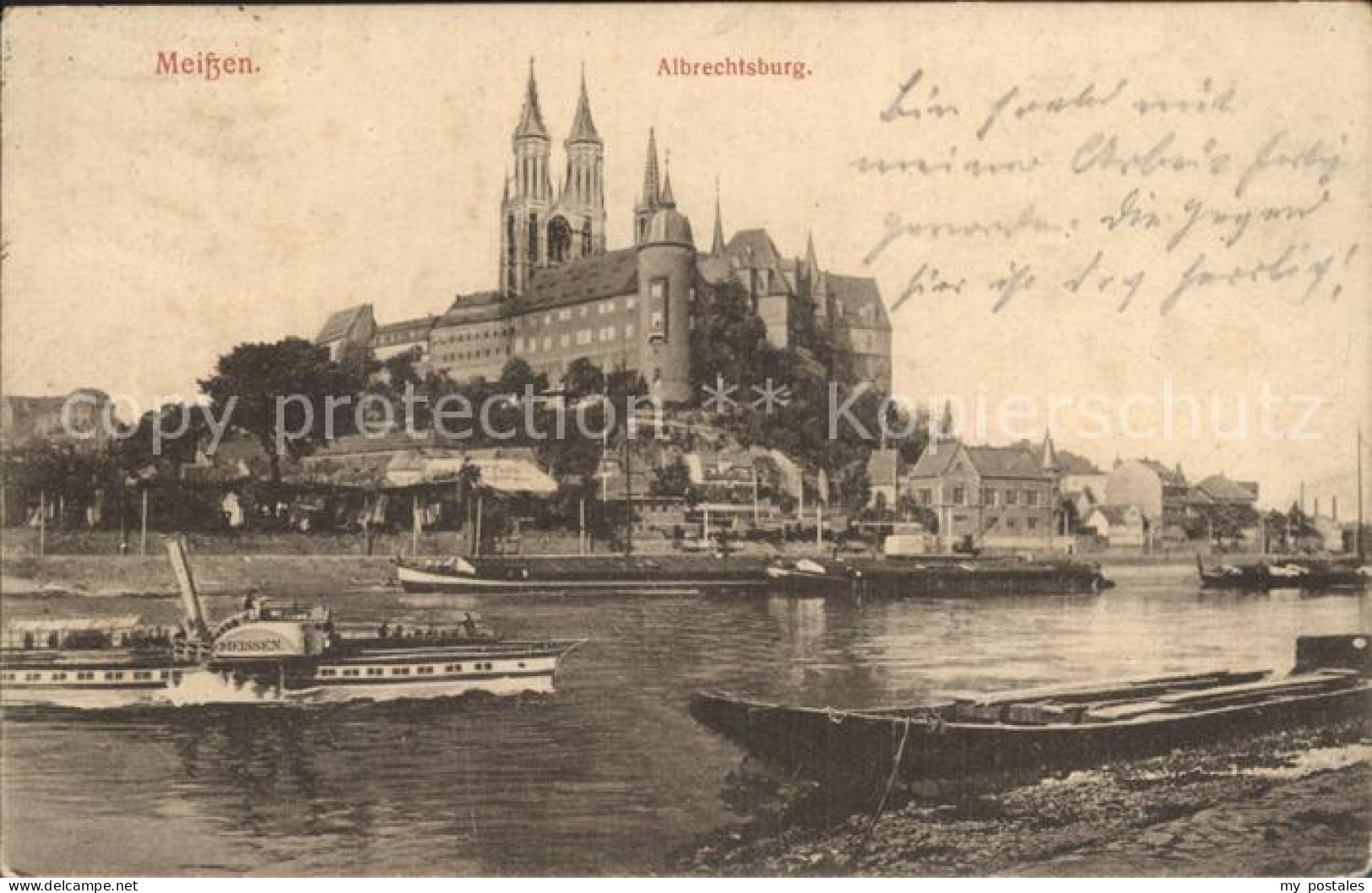 Meissen Elbe Sachsen Albrechtsburg  mit Dampfer Meissen