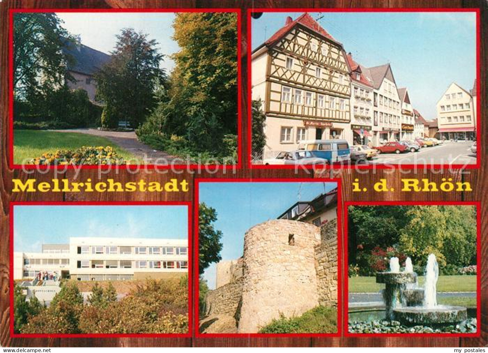 Mellrichstadt Park Strassenpartie Stadtmauer Brunnen