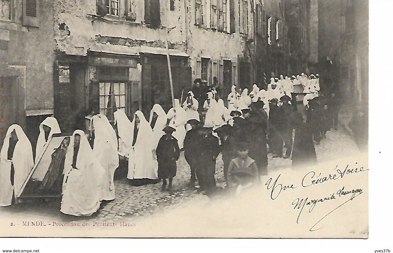 MENDE Procession des Pénitents Blancs
