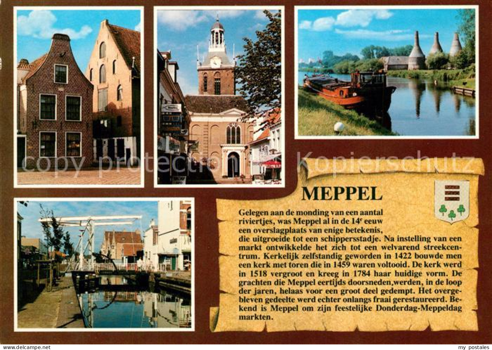 Meppel Altstadt Kirchturm Kanal Zugbruecke Frachtkahn