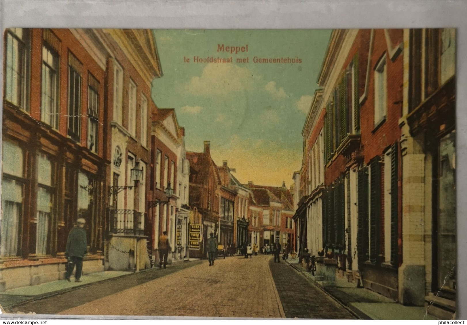Meppel (Dr.) 1e Hoofdstraat met Gemeentehuis 1920