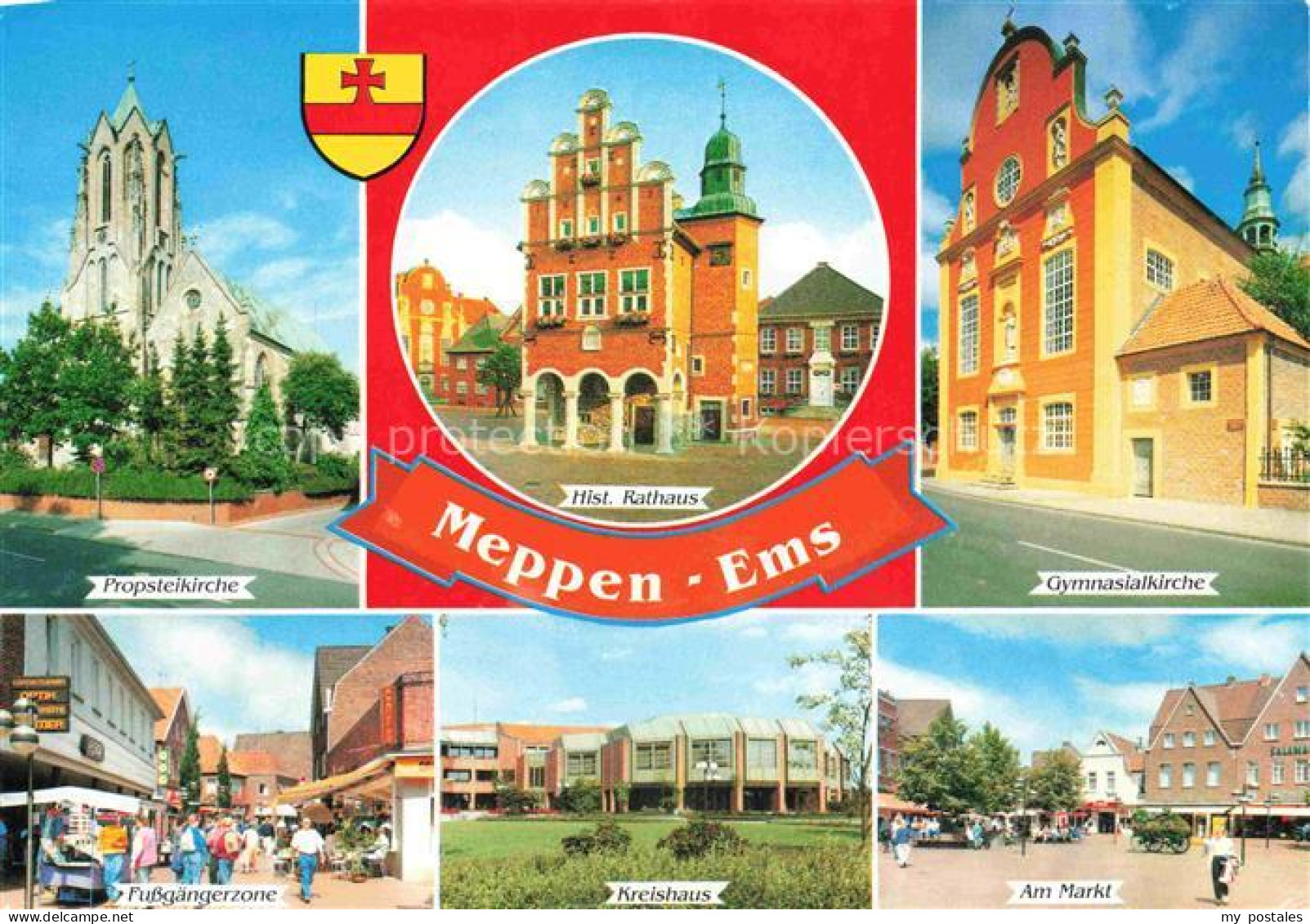 Meppen Ems Propsteikirche Historisches Rathaus Gymnasialkirche Fussgaengerzone K