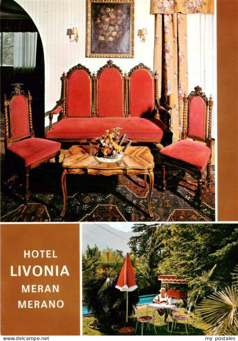 MERANO Meran IT Hotel-Livonia Pension Salon Antiquitaeten Garten Pool Palmen Obe
