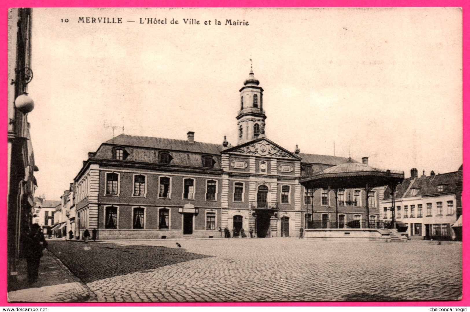 Merville - L'Hôtel de Ville et la Mairie - Kiosque - Animée - Edit. THELLIER