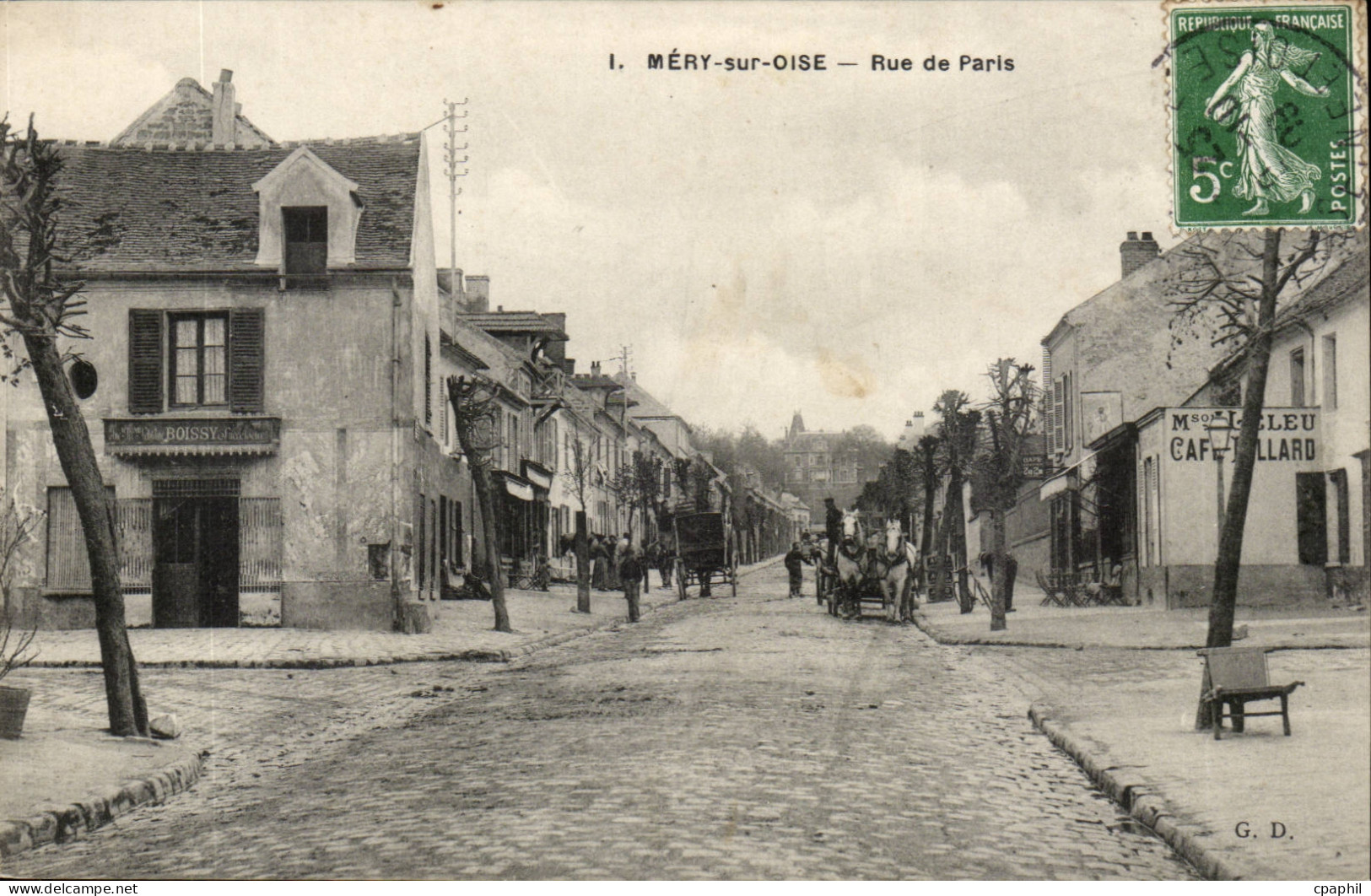 Mery-sur-Oise- Rue de Paris-Cafe-Boissy -CPA