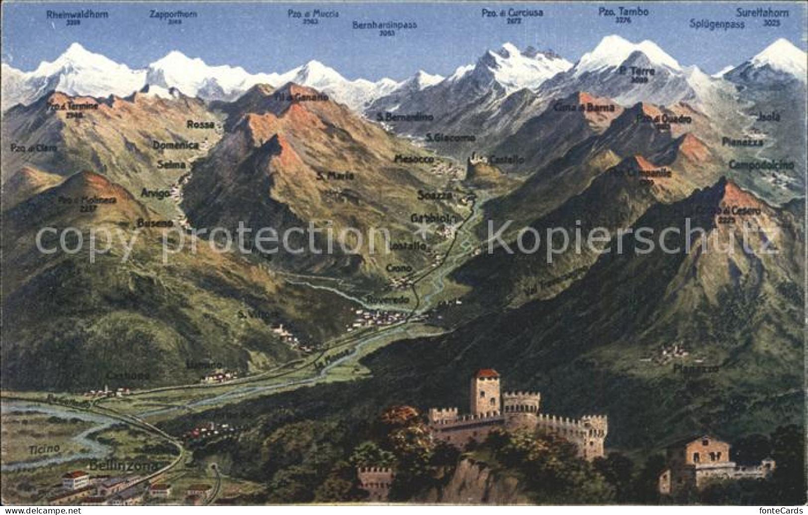 Mesocco Burg Panoramakarte