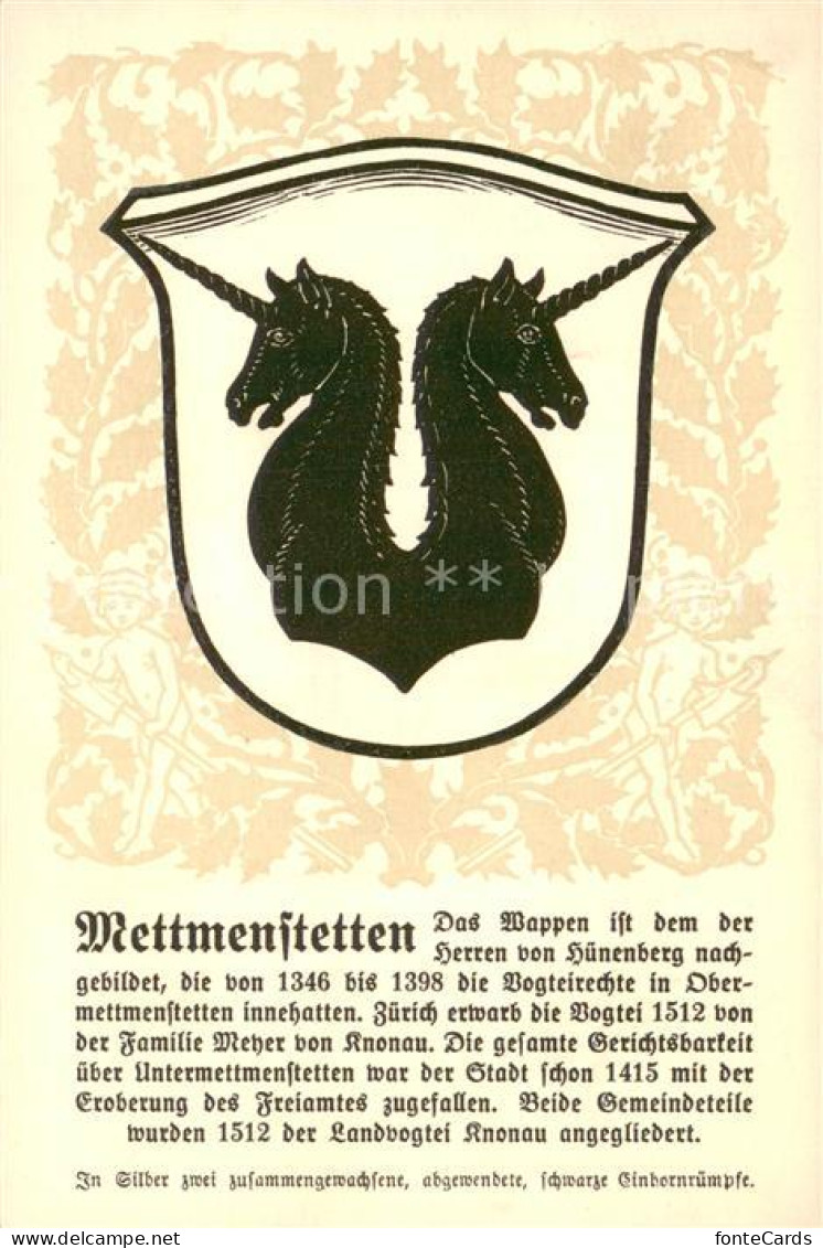 Mettmenstetten ZH Wappen Serie Zuercher Gemeindewappen Serie XVI Nr. 78