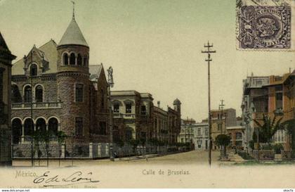 PC CPA MEXICO, CALLE DE BRUSELAS, Vintage Postcard (b21445)