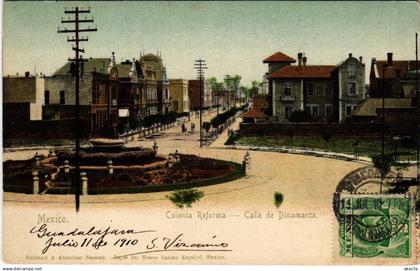 PC MEXICO, COLONIA REFORMA, CALLE DE DINAMARCA, VINTAGE POSTCARD (b11171)