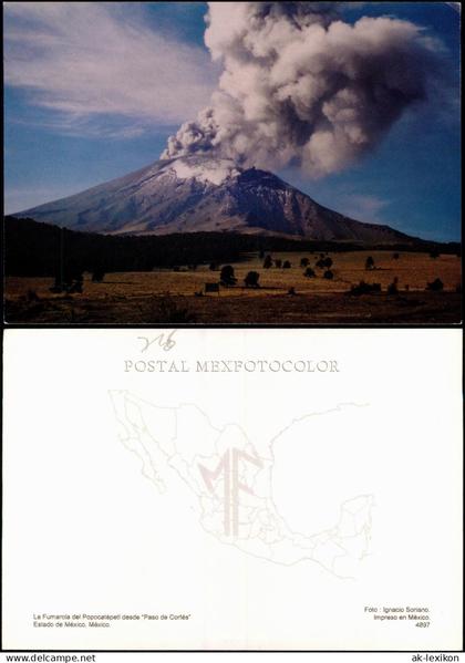 .Mexiko Méjico Fumarola  Popocatépetl desde Paso de Cortés Vulkan-Ausbruch 1980