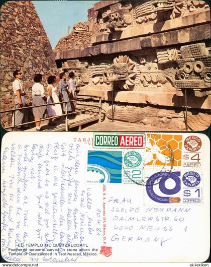 .Mexiko Méjico Mexiko  El Templo de Quetzalcoatal 1971 Air Mail Mischfrankatur
