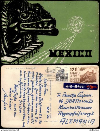 .Mexiko Méjico Mexiko México Méjico SERPIENTE EMPLUMADA Künstlerkarte 1970