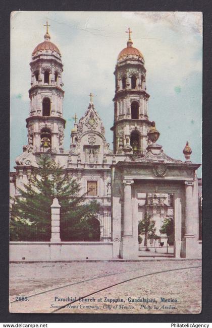 Vintage postcard 1908 Zapopan Guadalajara Mexico Parochial Church Basilica