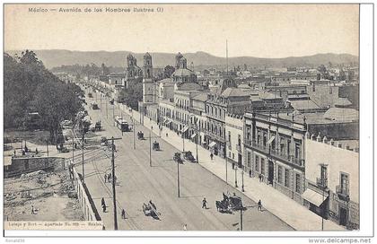 cp Amérique MEXIQUE MEXICO avenida de los hombres ilustres ( ligne de chemin de fer tramway trolay )