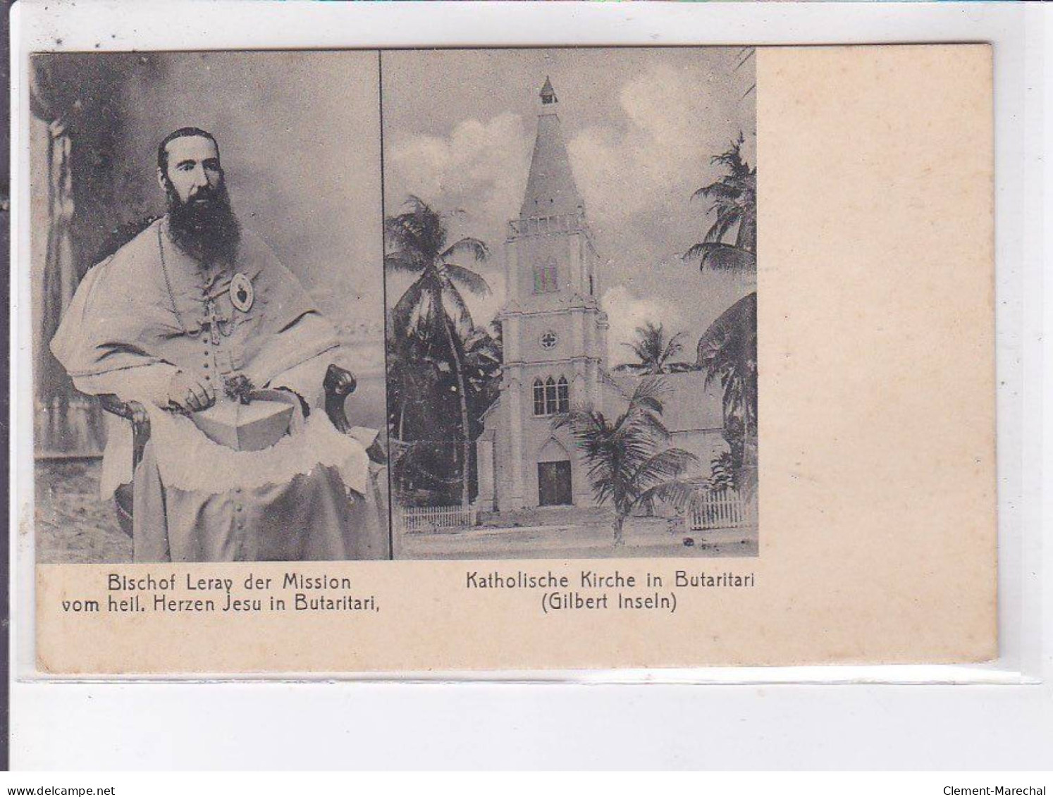 MICROMESIE - ILES GILBERT : le missionaire LERAY et l'église de Butaritari - très bon état