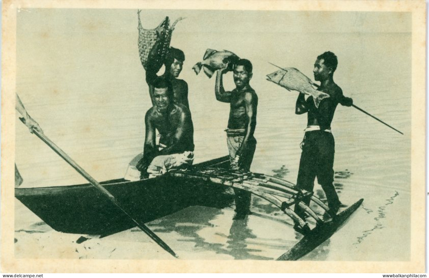 Micronesia Caroline Island Fishermen and Boat