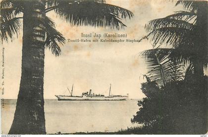 MICRONESIE , Iles CAROLINES , Le port de Tomil Avec le cablier Stephan ,  * 576 70